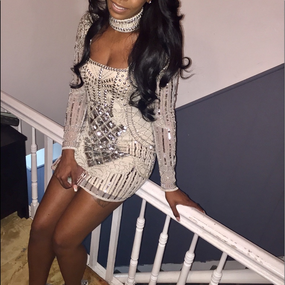 Off white beaded birthday dress